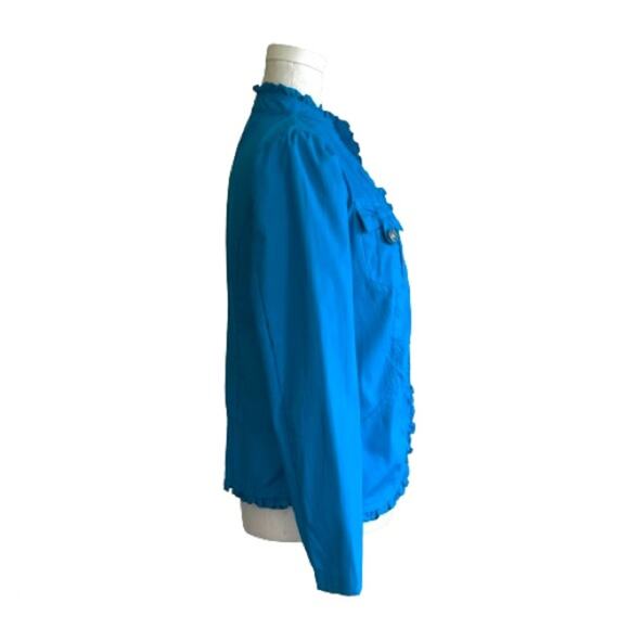 Mirror Image Blue Open Front Ruffled Lightweight Summer Blazer Jacket Small NEW - Picture 6 of 14